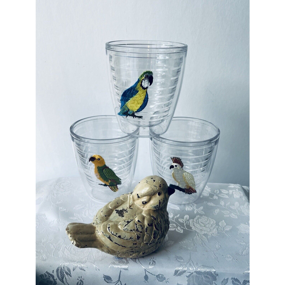 TERVIS Tumblers -Set Of  3 - Parakeet,  Cockatoo & Parrot Embroidered - Picture 1 of 5